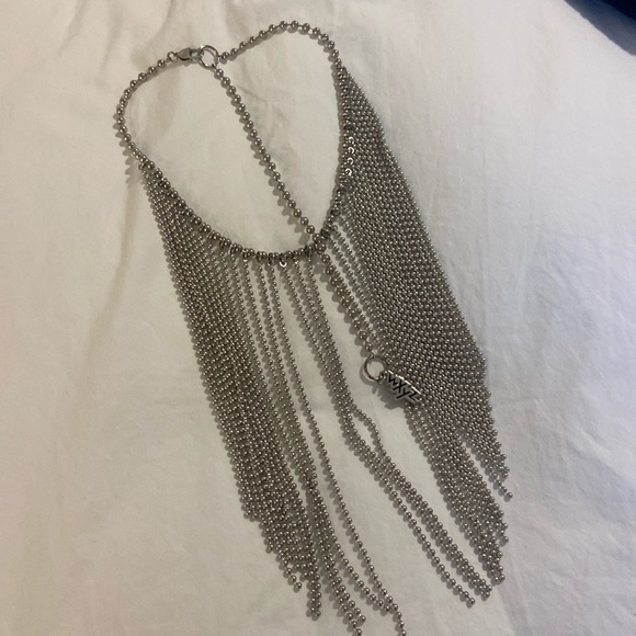 Silver fringe bead necklace - Picture 2 of 5